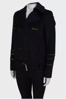 Coat with gold hardware