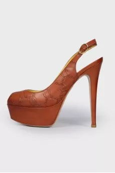 Embossed leather sandals