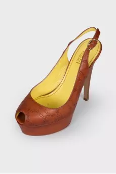 Embossed leather sandals