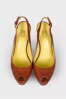 Embossed leather sandals