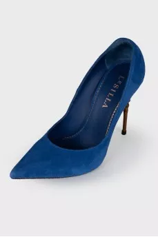 Suede shoes with golden heels