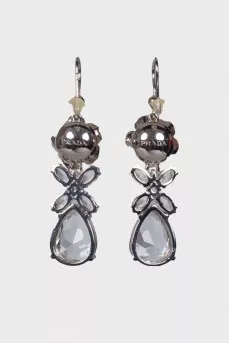 Earrings with crystal and rose