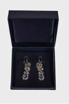 Earrings with crystal and rose