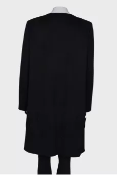 Wool coat with hem patches