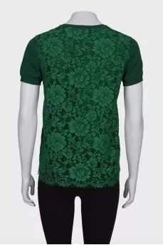 Wool T-shirt with lace