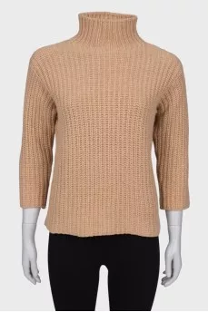 Beige high neck sweater