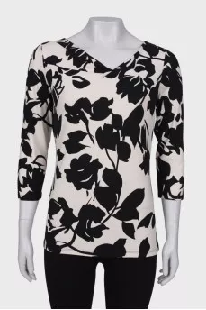 Black and white viscose blouse