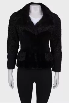 Black jacket with fur inserts