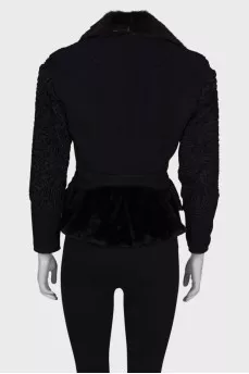 Black jacket with fur inserts