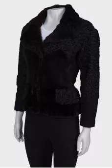 Black jacket with fur inserts