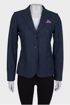 Blue striped fitted jacket