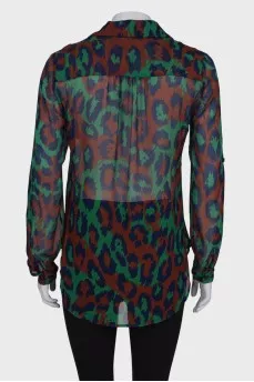Silk blouse in an abstract print with a tag