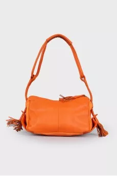 Orange leather tassel bag