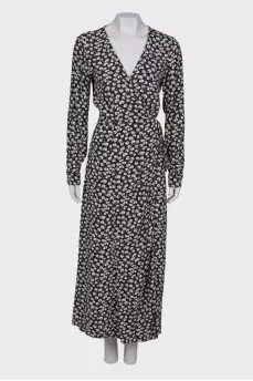Wrap print maxi dress