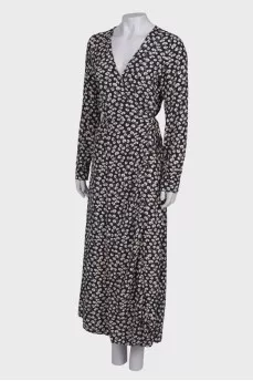 Wrap print maxi dress