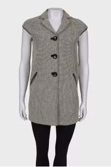 Black and white long vest