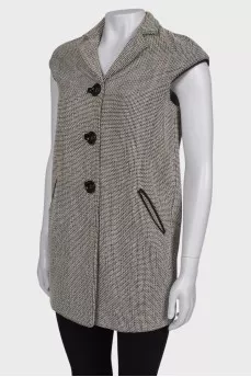 Black and white long vest