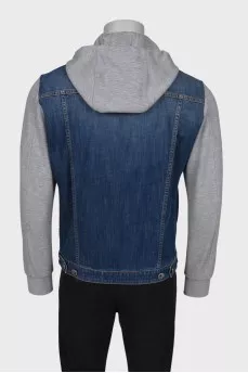 Men's denim jacket with textile inserts
