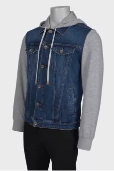 Men's denim jacket with textile inserts