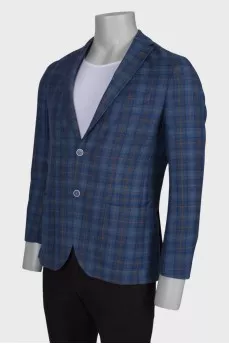 Checked wool jacket for men