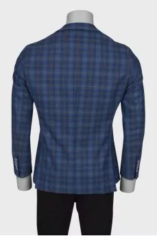 Checked wool jacket for men