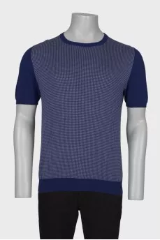 Men's blue plaid T-shirt