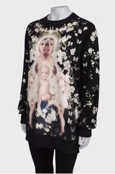Long sweatshirt with print