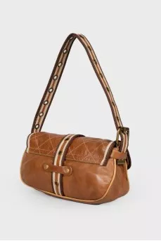 Leather bag with front strap