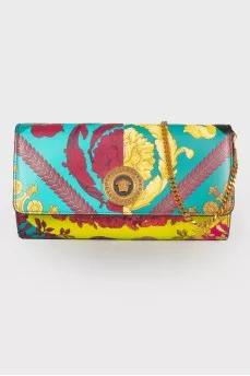 Printed leather clutch
