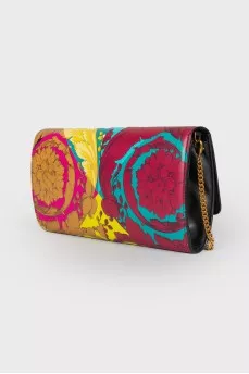 Printed leather clutch