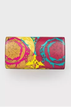 Printed leather clutch