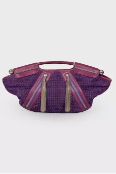 Suede bag with metal tassels