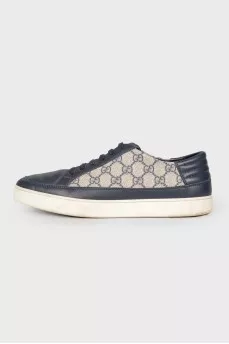 Men's dark blue leather sneakers