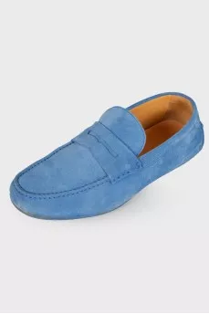 Men's blue suede moccasins