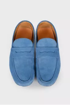 Men's blue suede moccasins