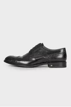 Men's black leather brogues