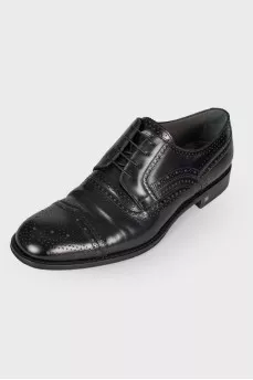 Men's black leather brogues