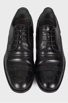 Men's black leather brogues