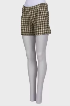Mid-rise plaid shorts