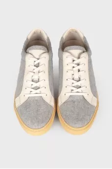 Men's gray textile sneakers