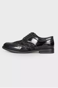 Leather brogues with lace insert