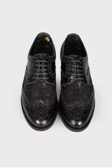 Leather brogues with lace insert