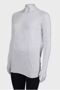 Sweater with open back and rhinestones