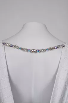 Sweater with open back and rhinestones