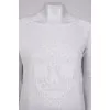 Sweater with open back and rhinestones