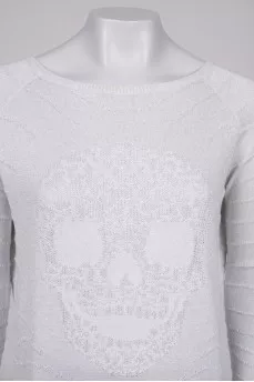 Sweater with open back and rhinestones