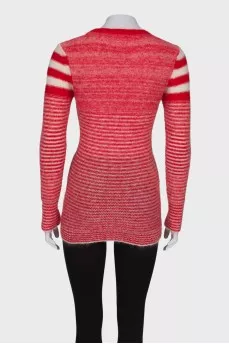 Striped long wool sweater