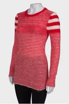 Striped long wool sweater