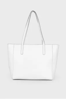 White leather bag with keychain