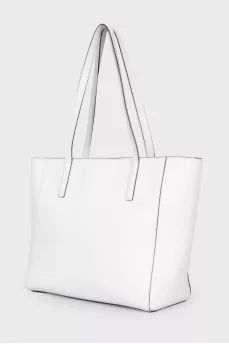 White leather bag with keychain
